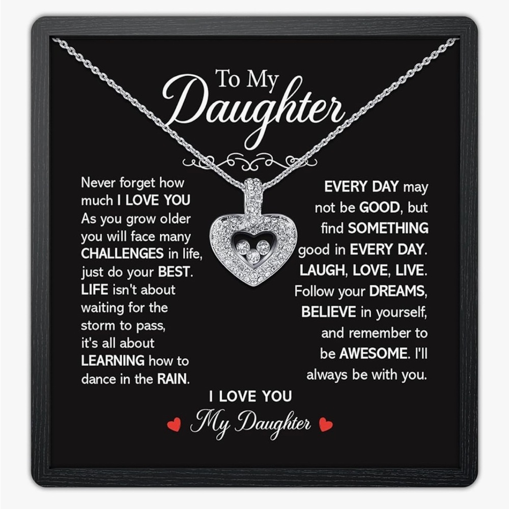 Silver Crystal Heart Necklace for Daughter